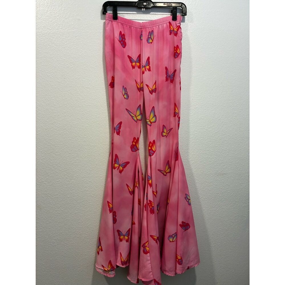 Sugar Thrillz Pink Butterfly Print Flare Pants